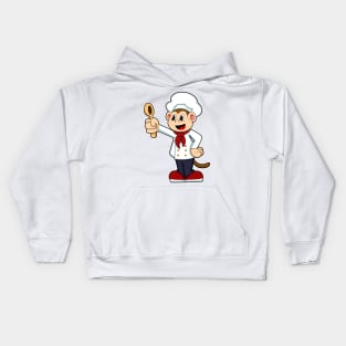 Monkey as Cook with Cooking apron & Wooden spoon Kids Hoodie